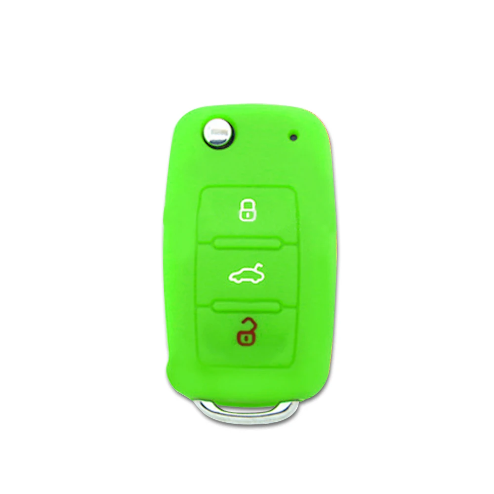 Muchkey Volkswagen Touareg GTI Polo Golf Mk6 / Artı Silikon Kapak Uzaktan Anahtar Kılıfı Katlanır Anahtar 3 Düğme 4