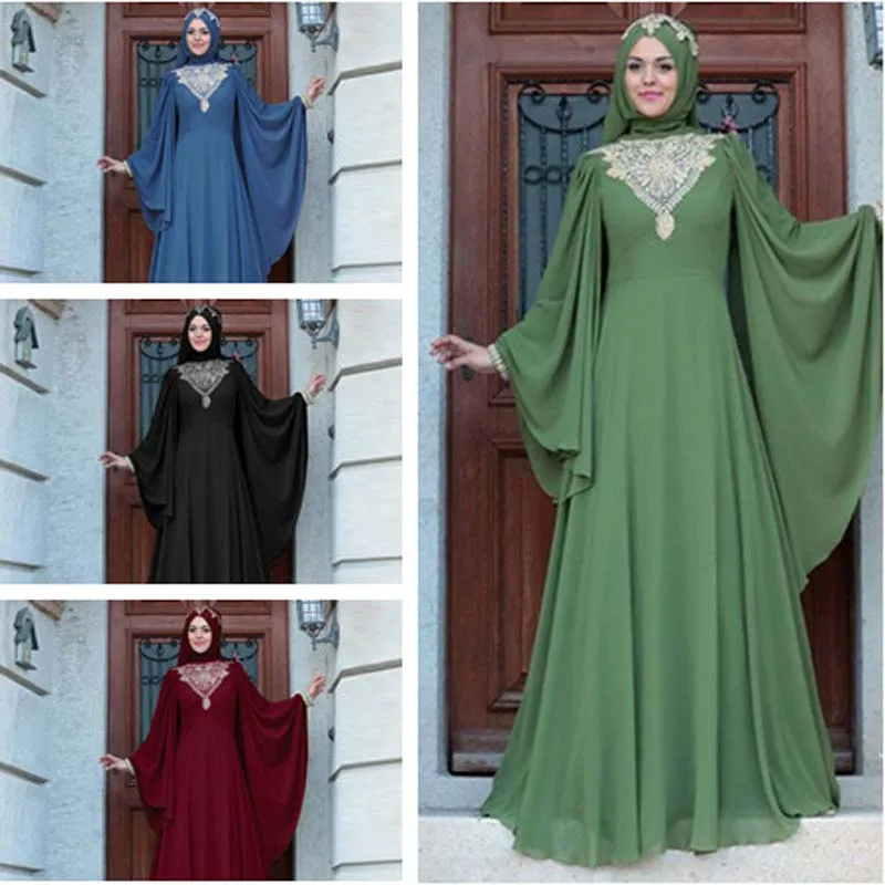 Müslüman çarşaf elbise kadınlar için islami giyim artı boyutu 5xl dubai kaftan elbise türk başörtüsü giyim lotus yaprağı kollu elbiseler