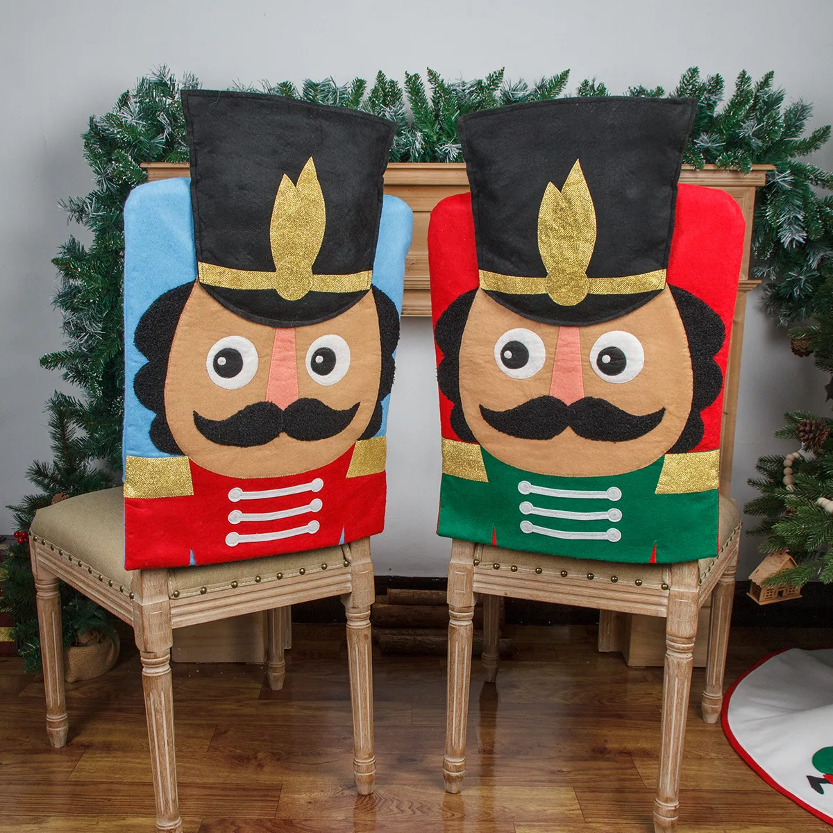 Noel Süslemeleri Ceviz Askerler Dışkı Kapak Sandalye Kapak Dekorasyon Noel Sandalye Kapak