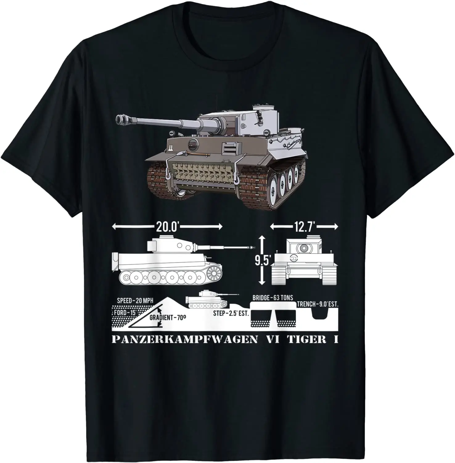 Panzer VI Kaplan Tankı WW2 Alman Tankları Infographic Diyagramı kısa kollu t-shirt Rahat Pamuk O-Boyun Yaz Tees
