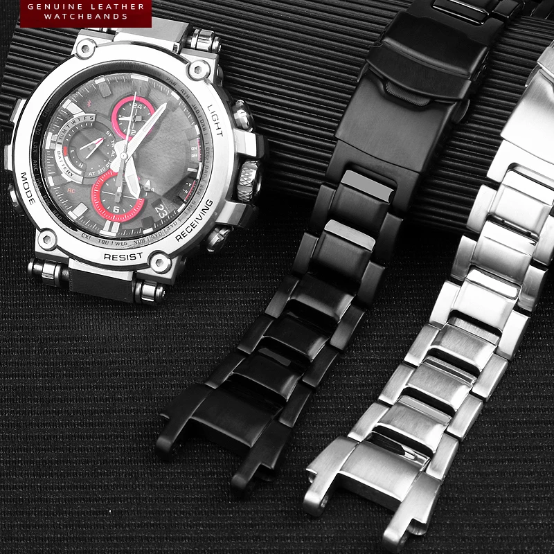 Paslanmaz Çelik Yedek saat kayışı Kayışı G-Shock MTG-B1000 Erkekler Mat Metal Katı Watchband Bilezik Aksesuarları