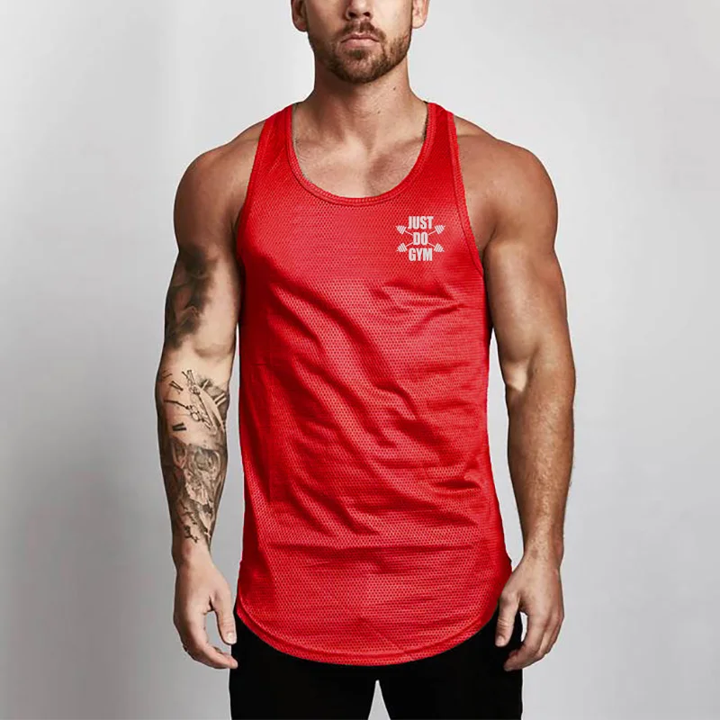 Profesyonel Spor Erkek koşu atleti egzersiz kıyafeti Örgü Rahat Tank Top Spor Çabuk kuruyan Nefes Kolsuz Gömlek
