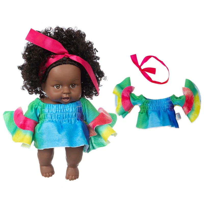 Renkli Elbise Yeni Bebek Afrika Bebekler Pop Reborn Silico Bathrobre Vny 20 cm Doğan Poupee Boneca Bebek Yumuşak Oyuncak Kız Todder
