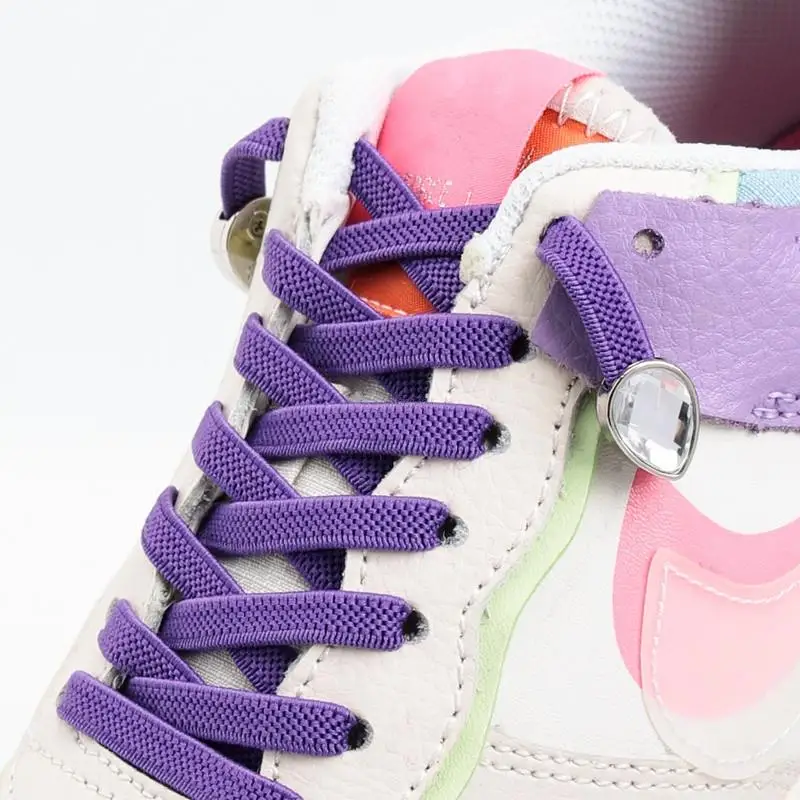 Renkli Rhinestone Ayakkabı Bağcıkları Tieless Elmas Hiçbir Kravat Ayakabı Elastik Düz Bağları Olmadan Ayakkabı Bağı Sneakers Kadın Shoestrings