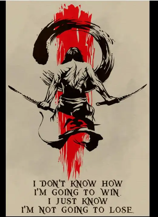 Samurai Bushido Değilim Gitmek Kaybetmek Motivasyon Alıntı sanat baskı ipek poster Ev Dekor Duvar Kağıdı