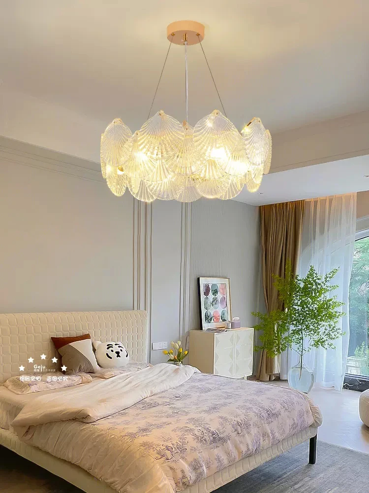 SANDYHA yaratıcı kabuk cam avize yeni fransız lüks dekoratif ışık yatak odası yemek oturma otel daire kolye lamba 1