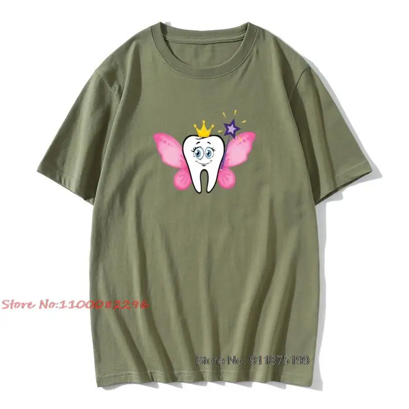 Sevimli Diş Peri T - shirt Erkekler için Diş Hekimi Diş Hekimliği Hijyenist Vintage Tees O-boyun %100 % pamuklu üst giyim Yetişkin T Shirt 1