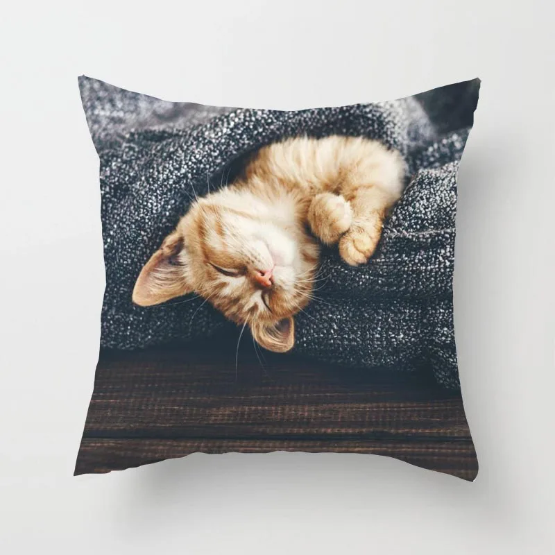 Sevimli Kedi Geometri minder örtüsü Küçük atmak yastık Kılıfı Yastık kılıfı kanepe kılıfı Kare 45cm x 45cm 3