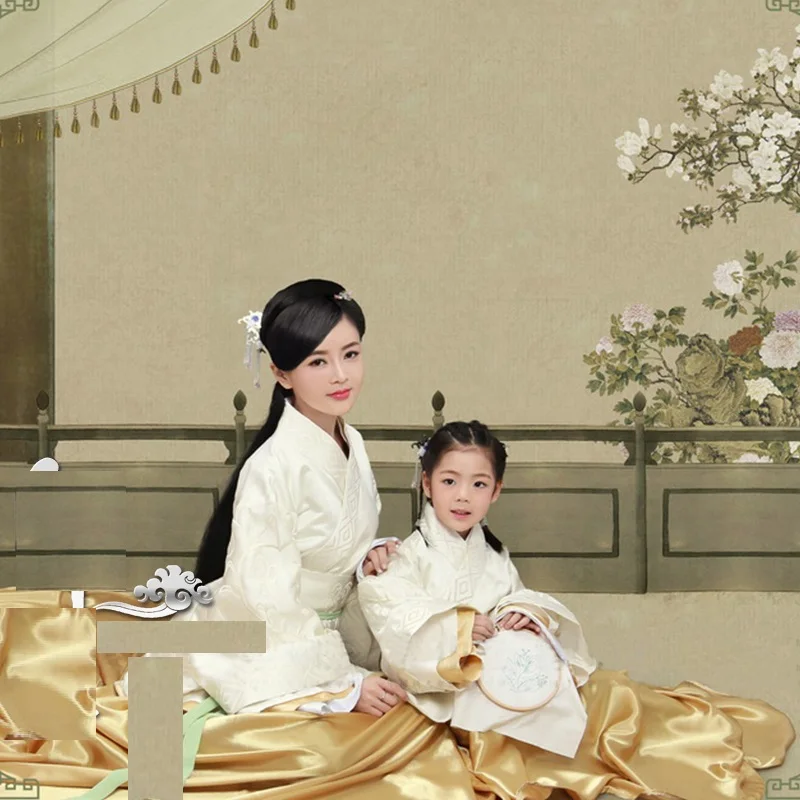 Sheng Qin Geleneksel Hanfu QuJu Anne ve Kızı Ebeveyn Çocuk Kostüm Setleri Geleneksel Hanfu Sahne Performansı Kostüm