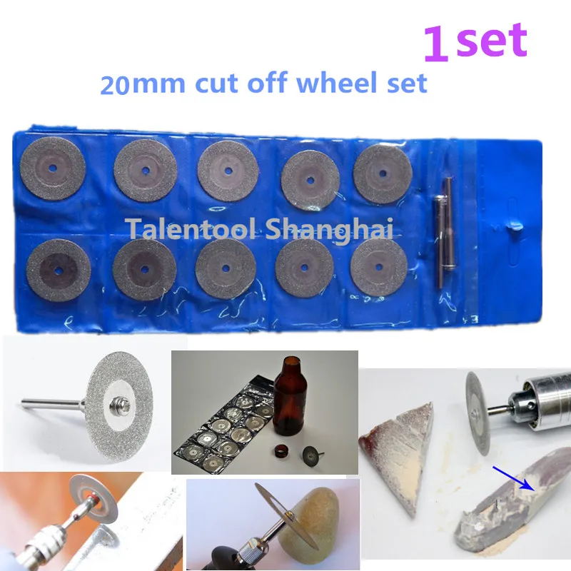 Talentool 10 adet / takım 20mm Elmas Kaplı Kesme Tekerleği Döner Bıçak kesme Diski Bıçakları