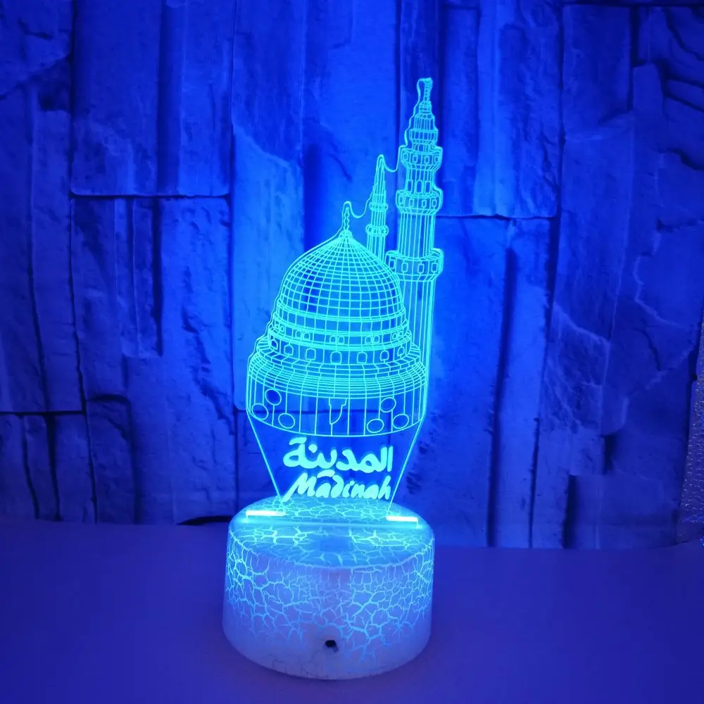 Tapınak Bina Modeli 3D Gece Lambası Akrilik USB LED Masa Lambası ev ofis dekorasyonu Aydınlatma Noel Hediyesi Dokunmatik Beyaz Çatlak Taban