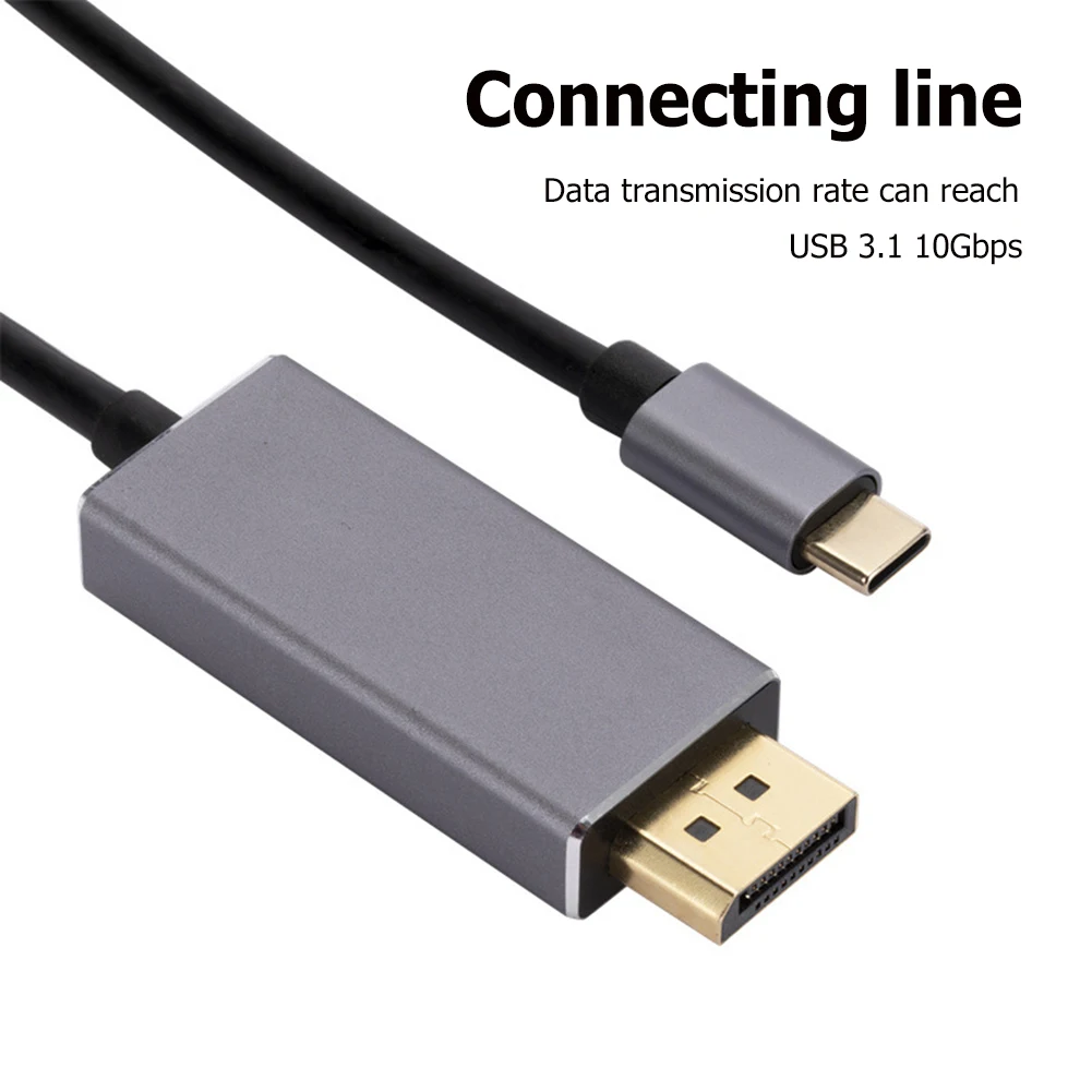 Tip-C Ekran Bağlantı Noktası Dönüşüm 8K 60Hz USB3. 1 DP Kablosu Bilgisayar Projektörü için Gri Kabuk Siyah Çizgi Malzemeleri 2