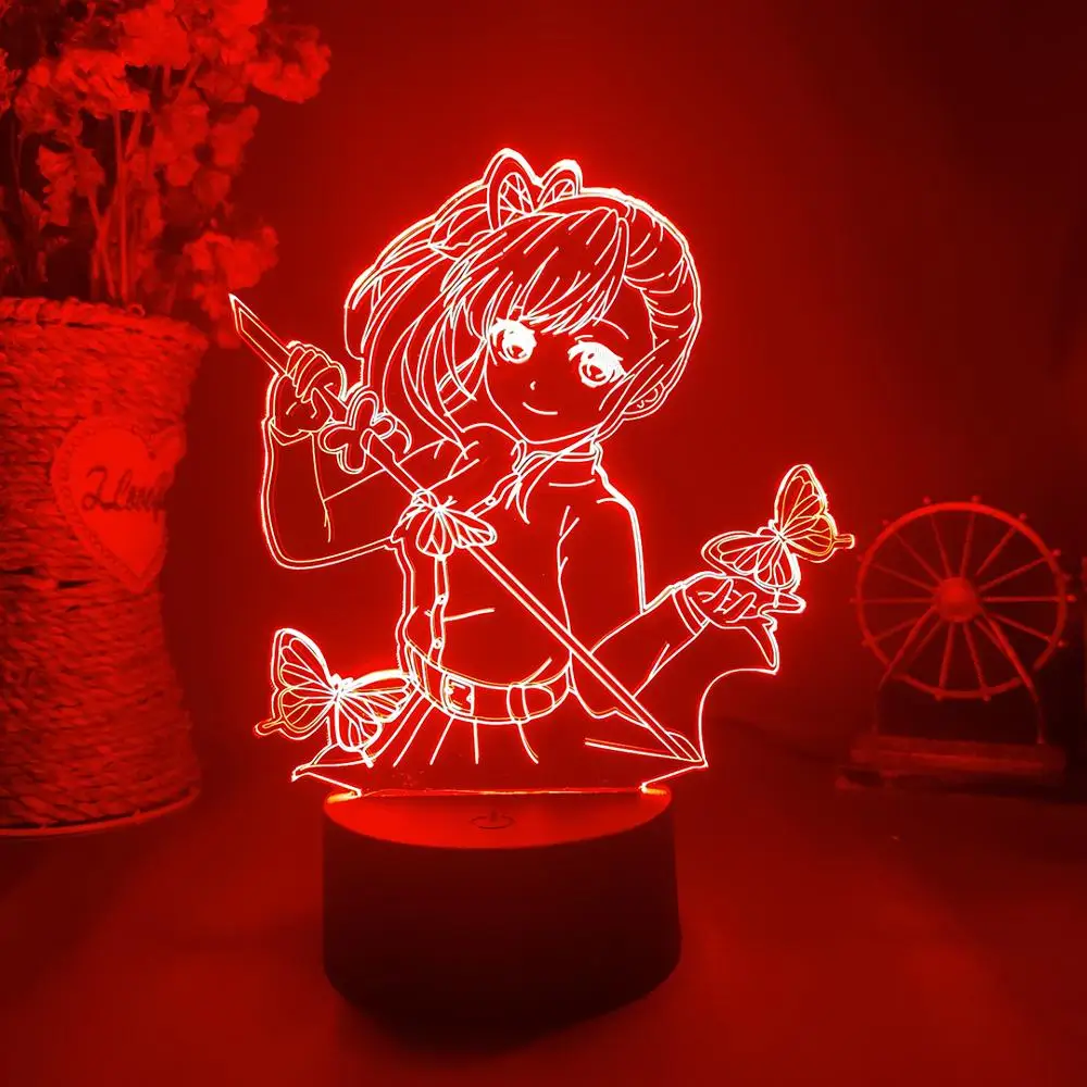 Tsuyuri Kanawo Siluetleri 3D Illusion Gece Lambası Anime Karakter iblis avcısı Otaku Hediye LED sensörlü ışık ofis konferans odası masası Dekor