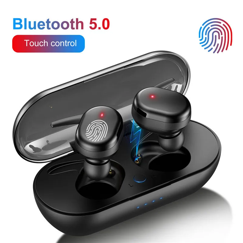 TWS Bluetooth Kablosuz Kulaklık 5.0 Taşınabilir Su Geçirmez Dokunmatik Kulaklık 3D Stereo Ses Kulakiçi İle Şarj Kutusu