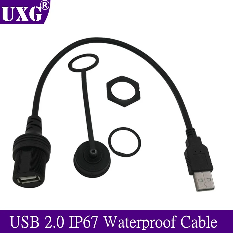 USB2. 0 A Erkek Bir Kadın AUX Gömme Panel Montaj Uzatma IP67 Su Geçirmez Kablo Araba Kamyon Tekne Motosiklet İçin Pano 0