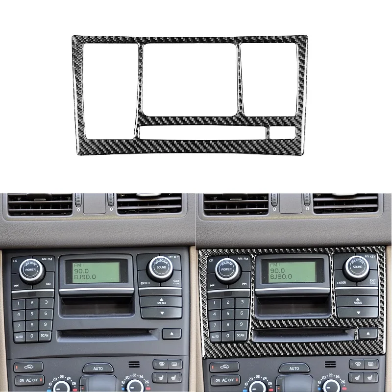 Volvo İçin Fit XC90 XC Classic 2003-2014 Karbon Fiber Merkezi Kontrol CD Radyo anahtar düğmesi Paneli Çerçeve Trim Sticker Aksesuarları