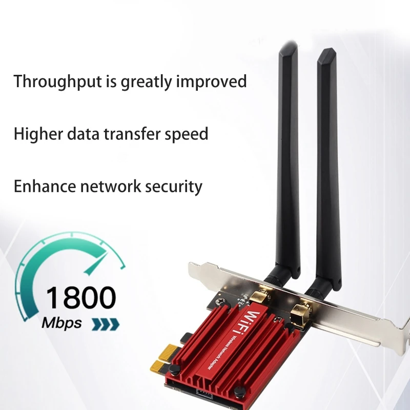 WİFİ 6 1800Mbps Wifi Ağ Adaptörü Bluetooth uyumlu 5.2 Çift Bant 2.4 G / 5GHz 802.11 AX PCI-E Kablosuz Ethernet Kartı 3