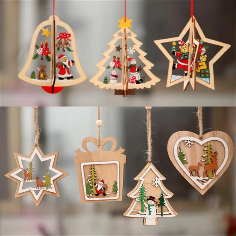 WYNLZQ Yeni Sevimli Ahşap Noel Dekorasyon Süsler çocuk Hediyeleri Ev Noel Partisi Noel Ağacı Asılı Kardan Adam Sahte Yıldız