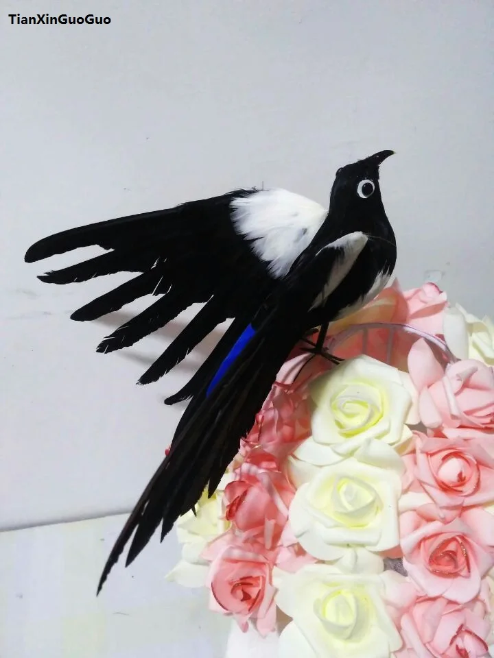 yaklaşık 22x30 cm tüyler saksağan kuş yayılma wings kuş sert modeli prop, ev bahçe dekorasyon hediye s1337 0