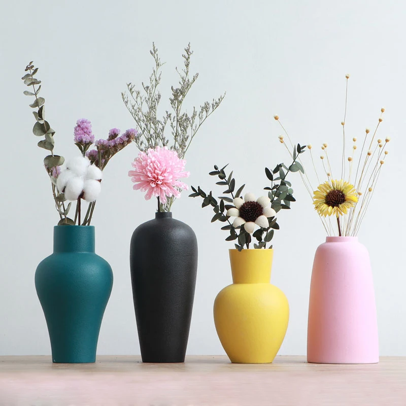 Yaratıcı İskandinav Morandi Çiçek Vazo Saksı Seramik Topraksız Ev Dekor Odası Dekorasyon Süs Kuru Çiçek Düzenleme Hediyeler