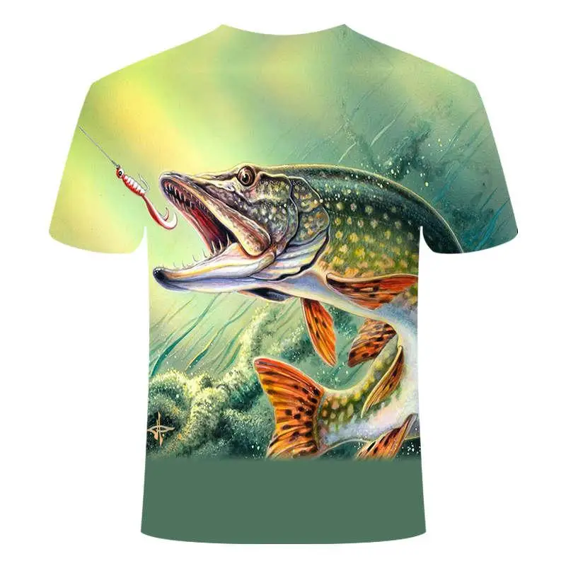 Yaz Son 2021 Balık dış mekan t-shirt Erkekler 3D Serin Baskı Balıkçılık Erkekler Kısa Üstleri Ocollar Casual Erkek Balıkçılık T-shirt 3
