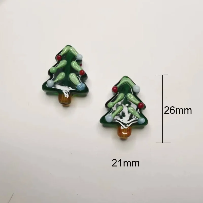Yeni Gelen 26X21mm Murano Lampwork Noel Ağacı Cam Boncuk Küpe Kolye Takı Yapımı İçin 3