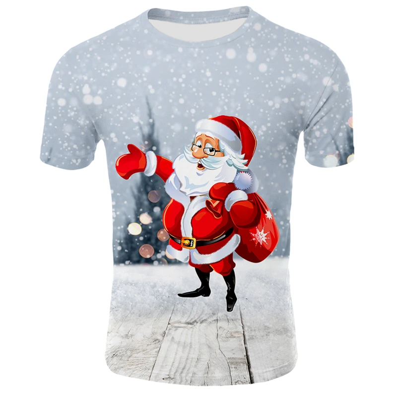 Yeni Merry Christmas Noel Baba T Shirt Erkek Kadın Komik T-Shirt Anime 3d Baskılı Streetwear Erkek Kız Parti Tees Tops Giyim