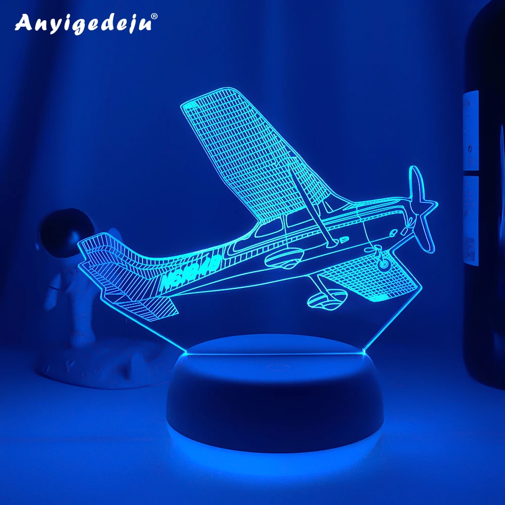 Yeni Yaratıcı 3D Illusion Görüş Uçak Gece Lambası Dokunmatik USB Uçak Masa Lambası Bebek Uyku Aydınlatma Ev Dekor Çocuk Hediyeler
