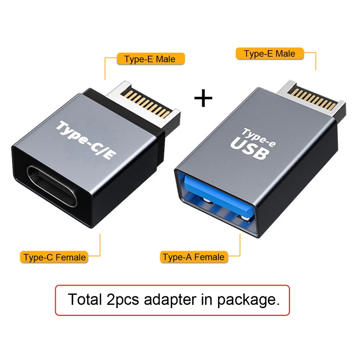 Zihan Başlık Erkek Tip-E 2 adet Tip-A ve Tip-C USB 3.1 Ön Panel USB-C Adaptörü