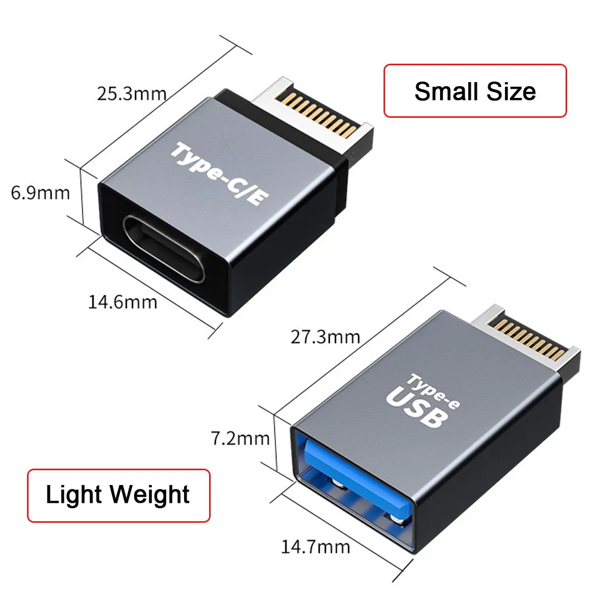 Zihan Başlık Erkek Tip-E 2 adet Tip-A ve Tip-C USB 3.1 Ön Panel USB-C Adaptörü 2