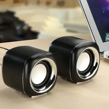 1 Çift 2 Renkler Mini Taşınabilir Ev USB Kablolu Subwoofer Stereo Masaüstü Bilgisayar Hoparlörleri Mini Bas Stereo Ses hoparlörleri