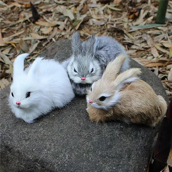 15 Cm Mini Gerçekçi Sevimli Peluş Tavşanlar Kürk Gerçekçi Hayvan paskalya tavşanı Simülasyon Tavşan Oyuncak Modeli doğum günü hediyesi