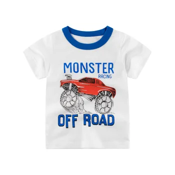 2-9T Yürüyor Çocuk Erkek Bebek Giysileri Araba Karikatür beyaz tişört Yaz pamuklu bluz Kısa kollu Sevimli Spor tshirt Bebek Kıyafet