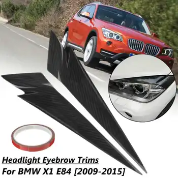 2 ADET Araba Ön Far Gözkapağı Kaş Düzeltir Kafa Lambası Göz Kapakları Sticker BMW İçin X1 E84 2009 2010 2011 2012 2013 2014 2015