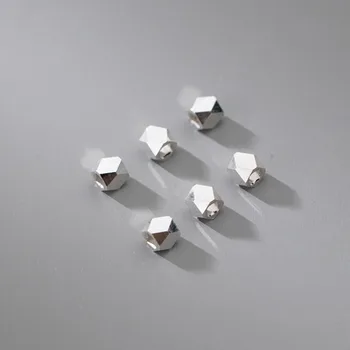 2 adet / grup 925 Ayar Gümüş Geometri Faceted Gevşek Boncuk 3mm El Yapımı Gümüş Spacer Boncuk Aksesuarları DIY Güzel Takı Yapımı
