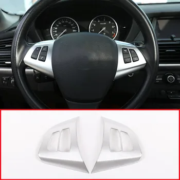 2 adet Mat Gümüş Parlak Siyah ABS Plastik direksiyon Düğmesi Çerçeve Trim İçin BMW X5 E70 2008-2013 Araba Aksesuarları
