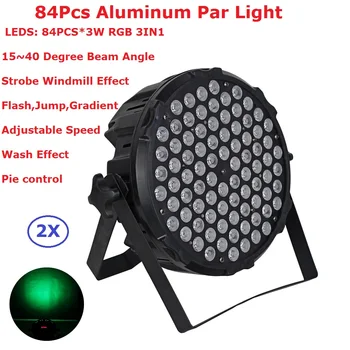2 Paket Alüminyum Kabuk 84X3W RGB 3IN1 LED Par ışık DMX Sahne ışıkları İş ışıkları Profesyonel Düz Par Can Parti KTV Disko