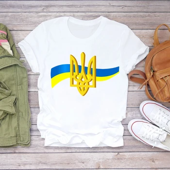 2022 Logo Ukrayna yeni T Shirt Ukrayna Kadın T-Shirt Harajuku Tshirt 90s Tee Hatıra Rahat Tee kısa kollu tişörtler