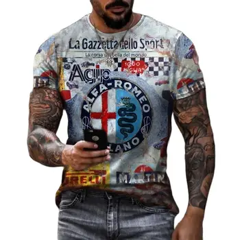 2022 Yeni STP Erkek Gömlek Vintage 3D Baskılı Tshirt Kontrast Renk Kişilik Rahat Yaz Ultra İnce Erkekler Büyük Boy T-Shirt