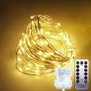 20m / 10m 8 Modu LED Bakır tel perili dizi lamba Noel TreeGarland Dekor Açık Uzaktan Kumandalı Akülü Düğün Dekor