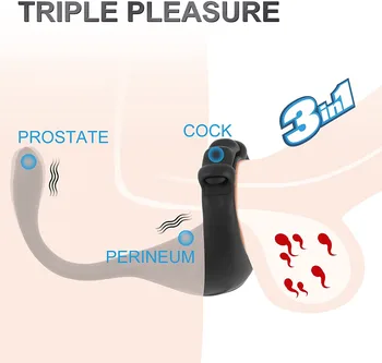 3 İn 1 titreşimli halka Erkek Vibratör Penis Halkası Gecikme Boşalma Cockring Perine Stimülatörü Seks Oyuncakları Erkekler için Yetişkin Ürünleri