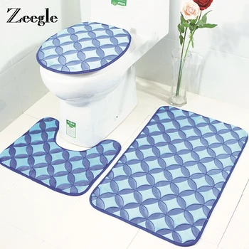 3D Kabartmalı 3 Adet Banyo Paspas Setleri kaymaz zemin halısı Tuvalet Banyo Paspasları Yastık Tuvalet klozet kapağı Emici Banyo Halıları