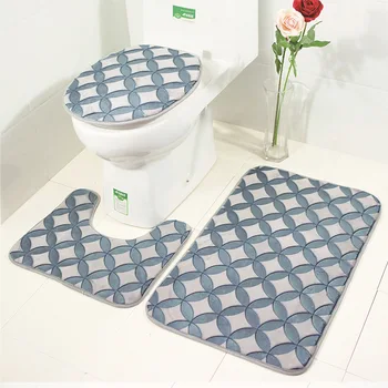 3D Kabartmalı 3 Adet Banyo Paspas Setleri kaymaz zemin halısı Tuvalet Banyo Paspasları Yastık Tuvalet klozet kapağı Emici Banyo Halıları 1