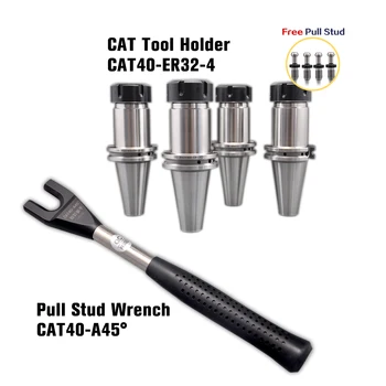 4 adet CAT40 ER32 takım tutucu ve 1 adet CAT40 çekme saplama anahtarı çin takım tutucu shrink fit CAT40