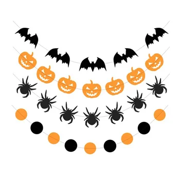 4M Cadılar Bayramı Korku askı süsleri Nokta Kabak Örümcek Kağıt Reçel Afiş Garland Bayrakları Yarasa Kiraz Kuşu Ev Partisi Dekorasyon İçin