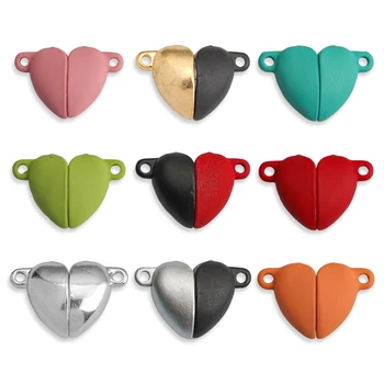 5 Takım / grup Aşk Kalp Güçlü Manyetik Klipsler Kordon Sonu Toka Konnektörler DIY Çift Bilezik Takı Kolye Yapımı