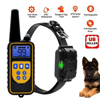 875 Metre Evcil Köpek Şok Eğitim Yaka Eğitmen Uzaktan LCD Su Geçirmez IP65 2