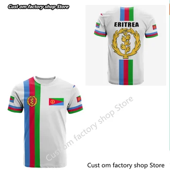 Afrika Ülke Eritre Aslan Renkli Retro 3D Baskı Erkek / Kadın Yaz Rahat Komik Kısa Kollu T-Shirt Streetwear A18
