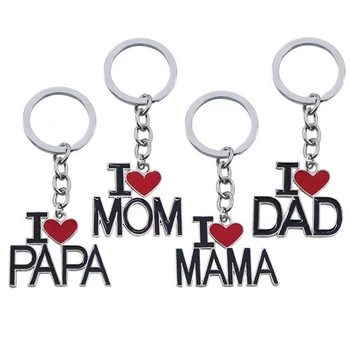 Aile Anne Baba Anahtarlıklar Metal Anahtarlıklar anneler Günü babalar Günü Hediyeleri Seviyorum Baba Papa Anne Mama anahtarlıklar Aile Parti Takı