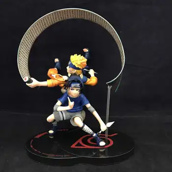 Anime Naruto Sasuke Uchiha Uzumaki Naruto Çocukluk PVC Aksiyon Figürleri Oyuncaklar Modeli Heykeli 19 cm